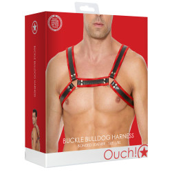 Ouch! Harness Harnais Buckle Bulldog Noir-Rouge